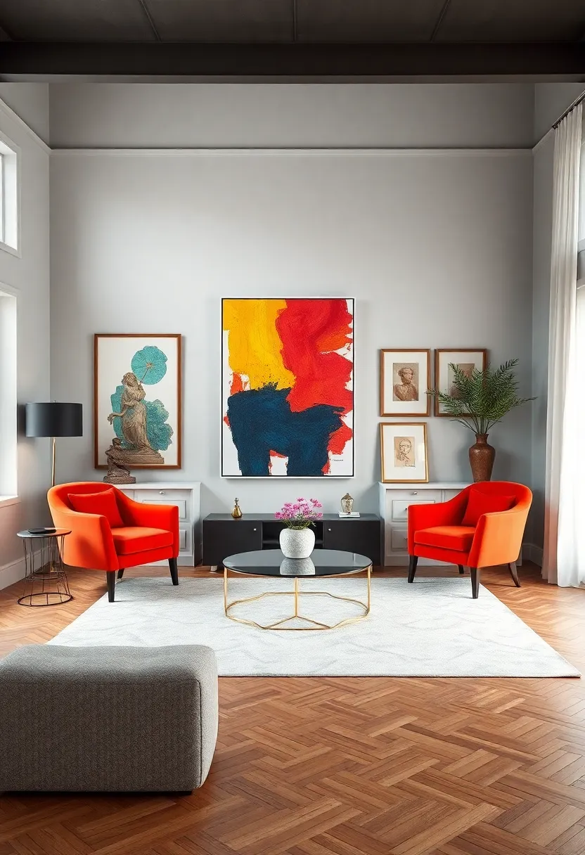 Showcase Artwork: Curate an array⁢ of art pieces ‍from different styles and eras.Vivid abstract‌ paintings ⁢can complement retro sculptures, turning your walls into a dynamic gallery