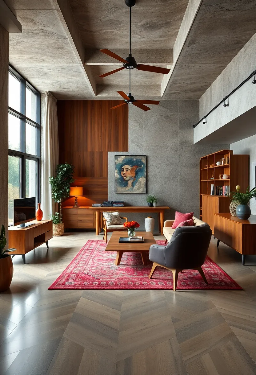 Incorporate natural wood tones with lacquer finishes to merge old-world charm and modern gloss