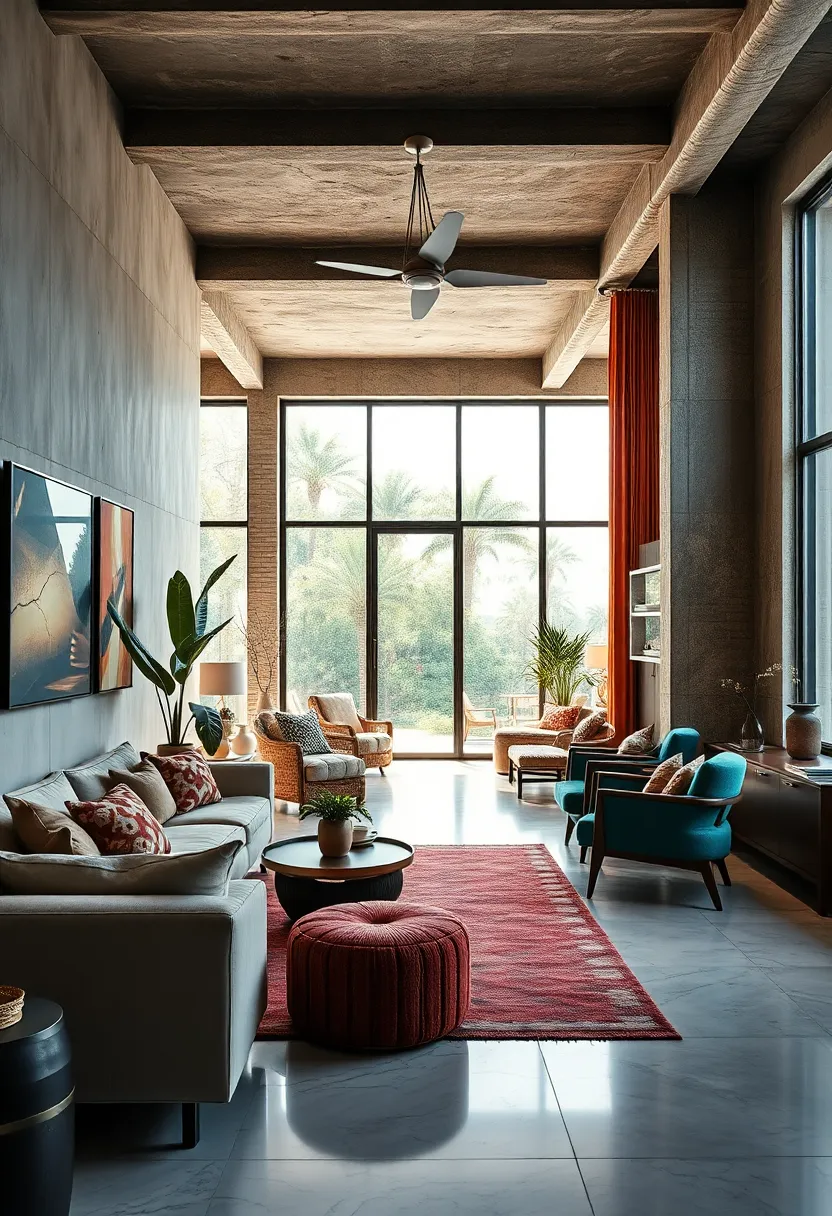 Use contrasting textures, like smooth glossy surfaces with nubby, natural weaves, to intrigue the senses