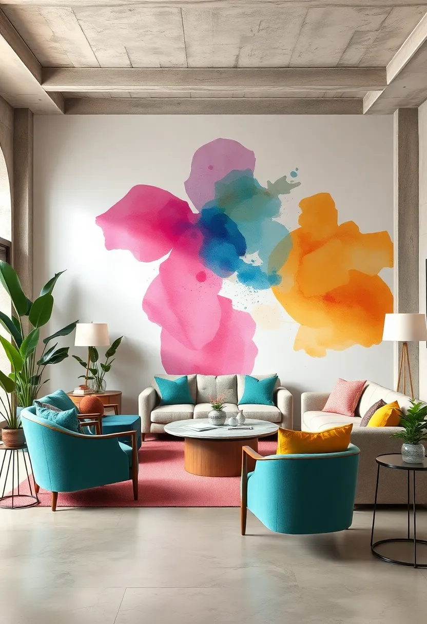 Display Oversized Watercolor Murals to Infuse Rooms with Soft, Vibrant Hues and movement