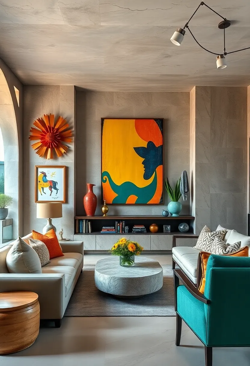 Use Brightly Colored Sculptures Alongside⁣ Eclectic Wall Art to⁣ Add Texture and ⁤Interest