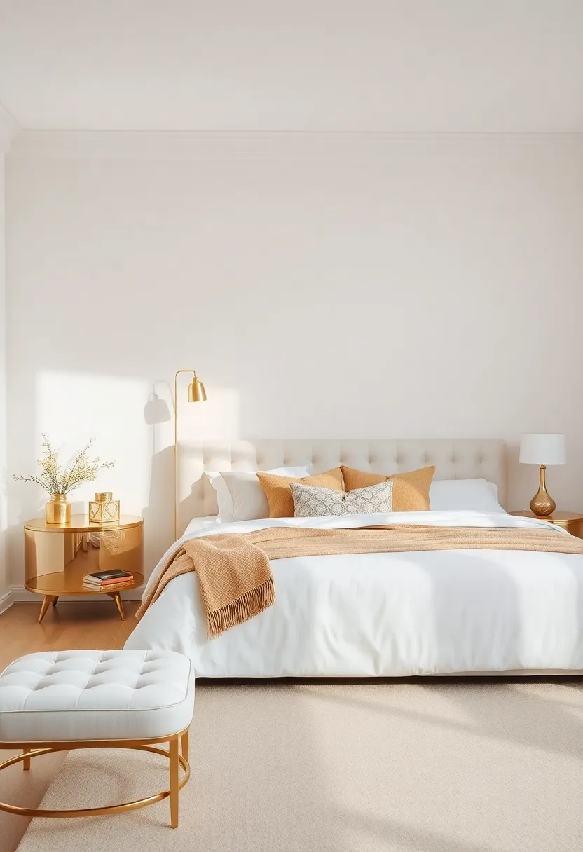 Chic Canopy: Use sheer drapes in gold or ivory to create an elegant canopy around the bed, adding a romantic and whimsical touch