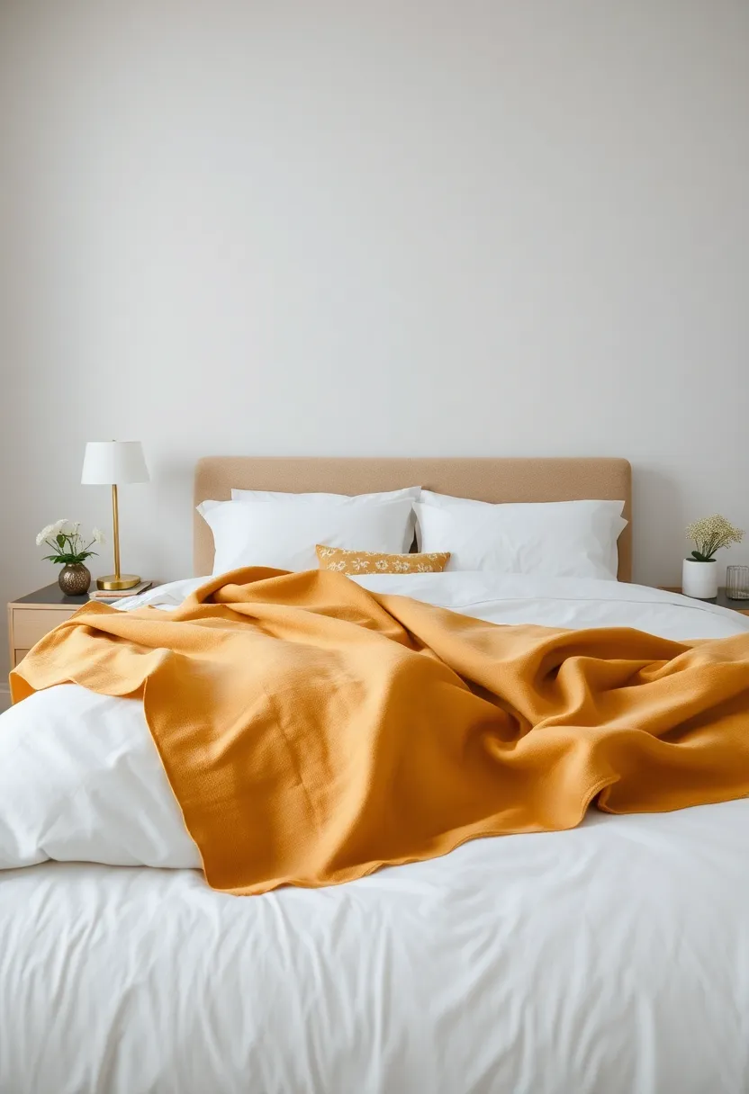 Layering with Gold: Layer gold-trimmed throws over your bedding for added comfort and an extra dash of elegance