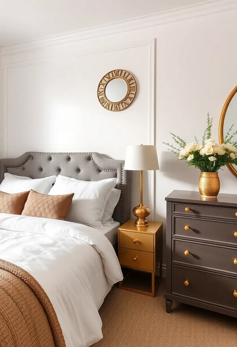 Gold Toned Hardware: Upgrade your existing hardware on dressers and cabinets with gold knobs and pulls for an instant refresh