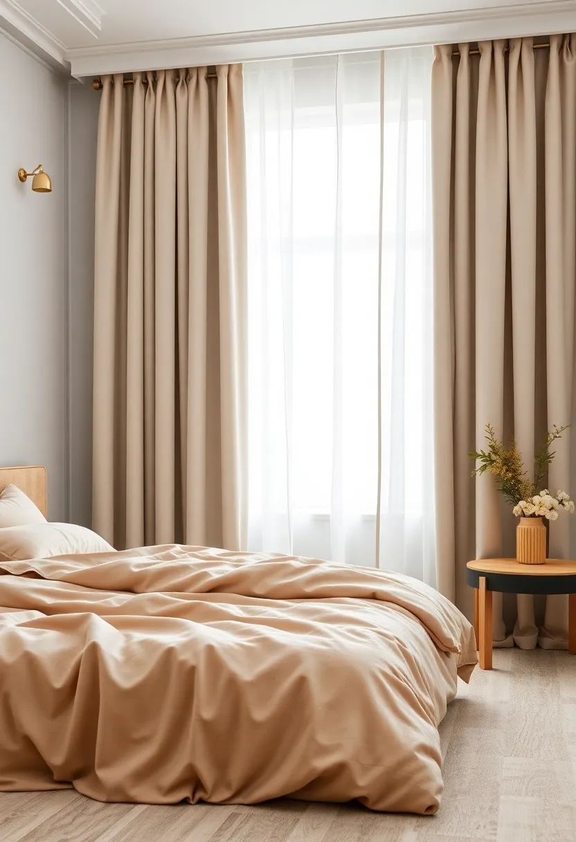 Layered Textures: Mix velvet, silk, and linen materials in your bedding and curtains, accented with gold to create a dimensional and luxurious feel