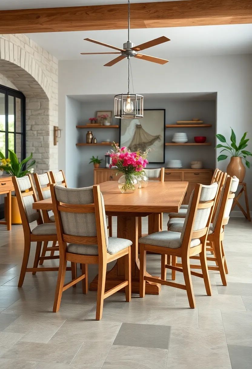 High-Backed Ladder Chairs Crafted From Distressed Oak Fostering Casual Elegance