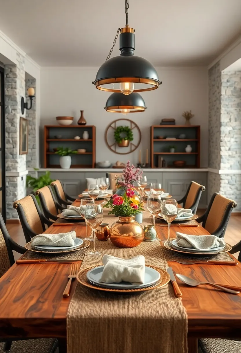 Layered Table settings with Copper Accents Amidst Soft Burlap Textures