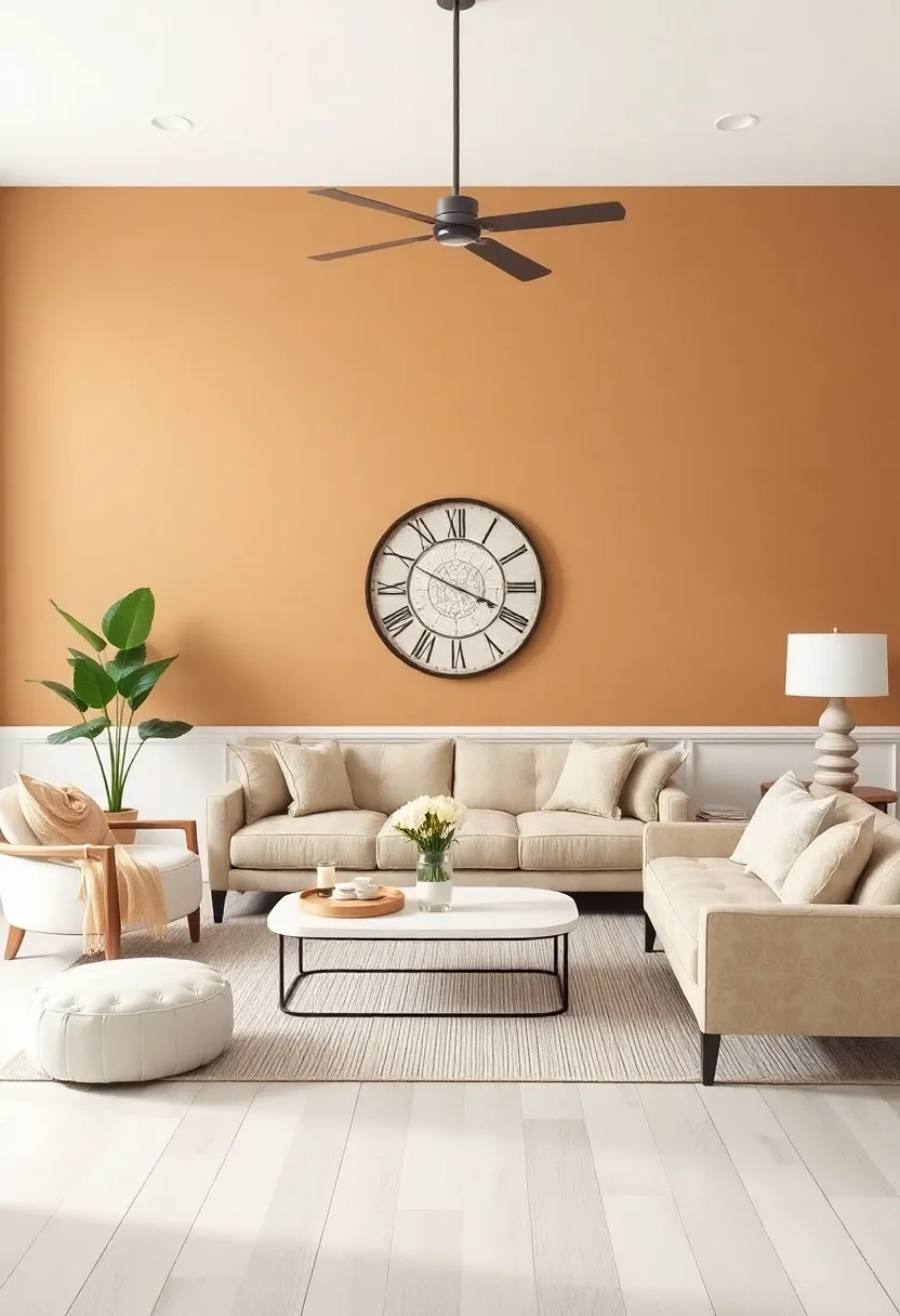 accent Walls: Bold Choices⁢ with Subtle Tan​ and White‍ Designs