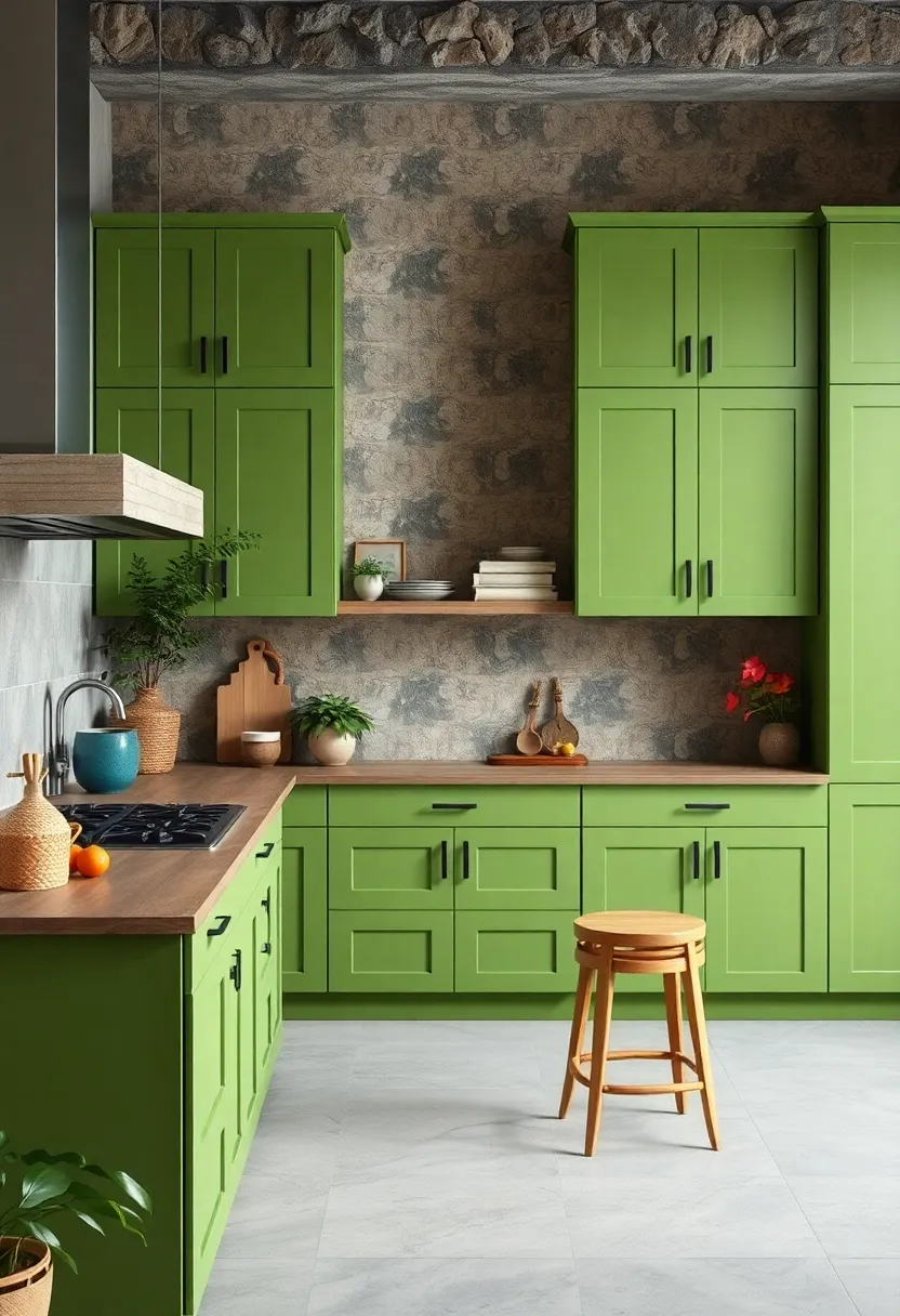 Earthy Lime green Cabinets ⁣Drawing ‍Inspiration from Botanical Gardens⁢ and Natural⁣ Foliage