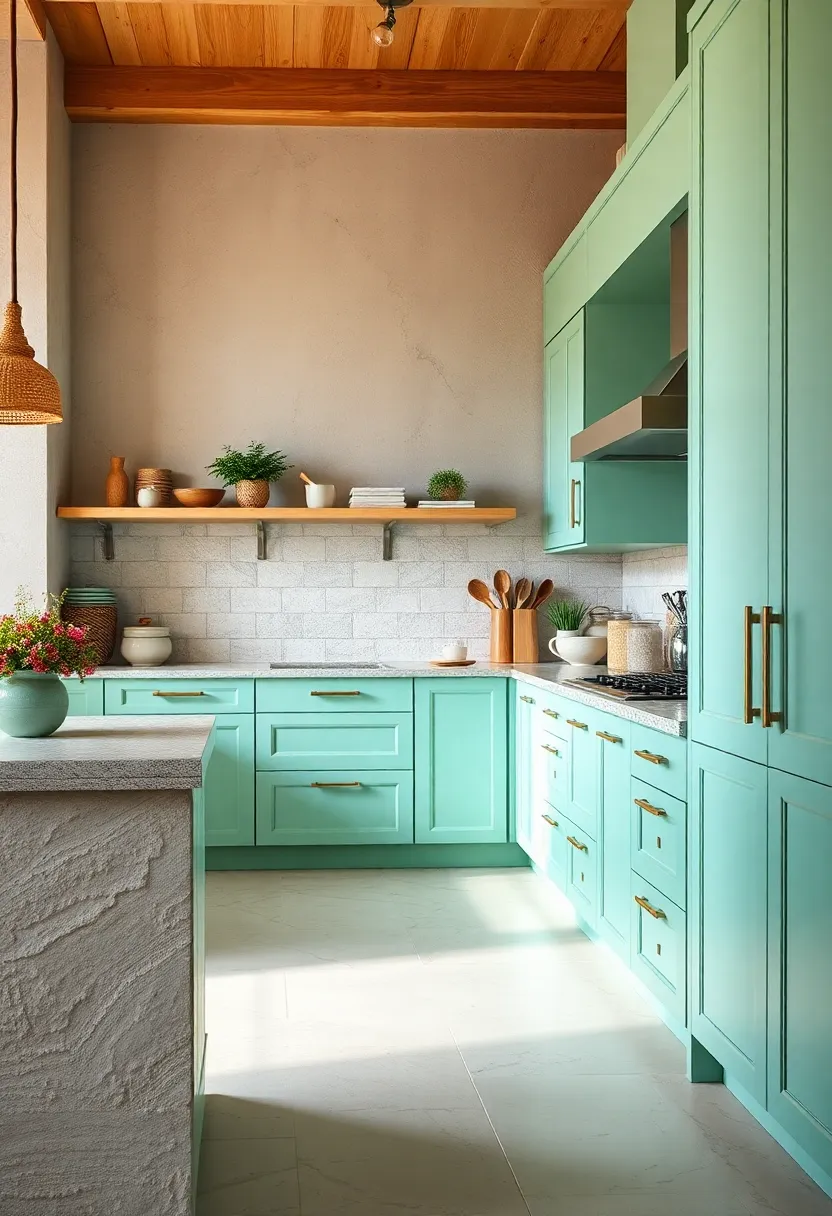 Gentle Seafoam Green Drawers and Cupboards ⁣Creating Serene Flow and Visual Tranquility