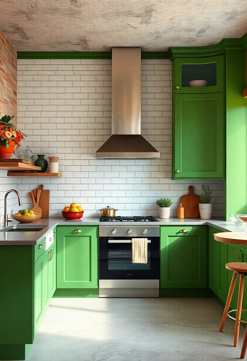 Rich Avocado Green paired with White Subway ‍Tiles for a Retro Yet Modern Kitchen Aesthetic