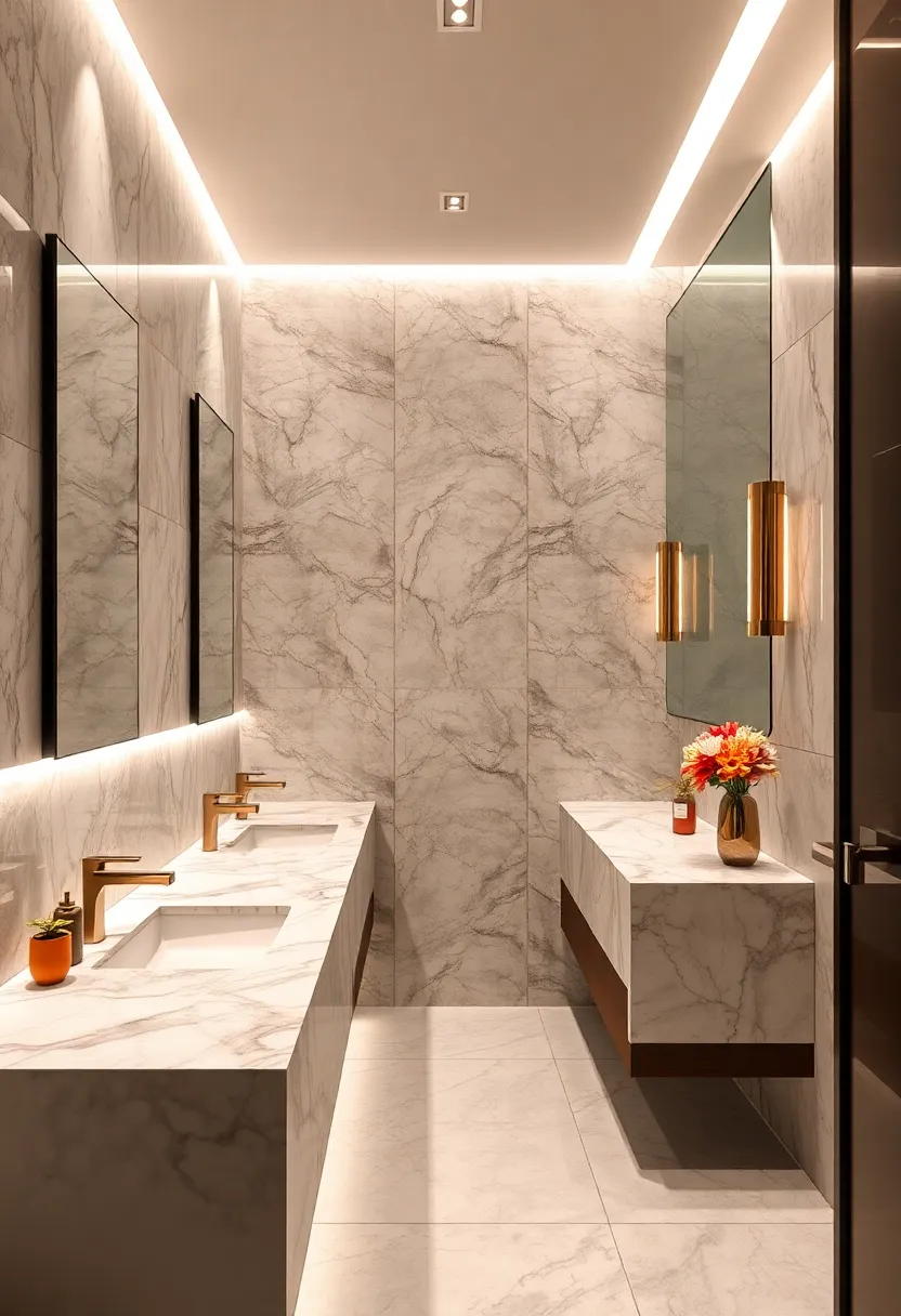 custom ‌Marble Vanity Tops with Integrated LED Lighting Highlighting Elegant Bathroom Accessories