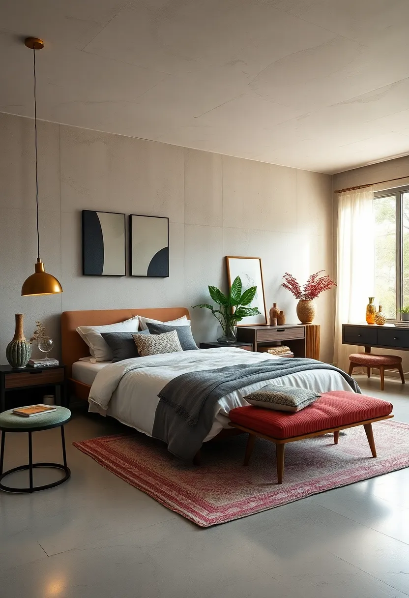 Play with asymmetry in furniture arrangement to break traditional design rules creatively