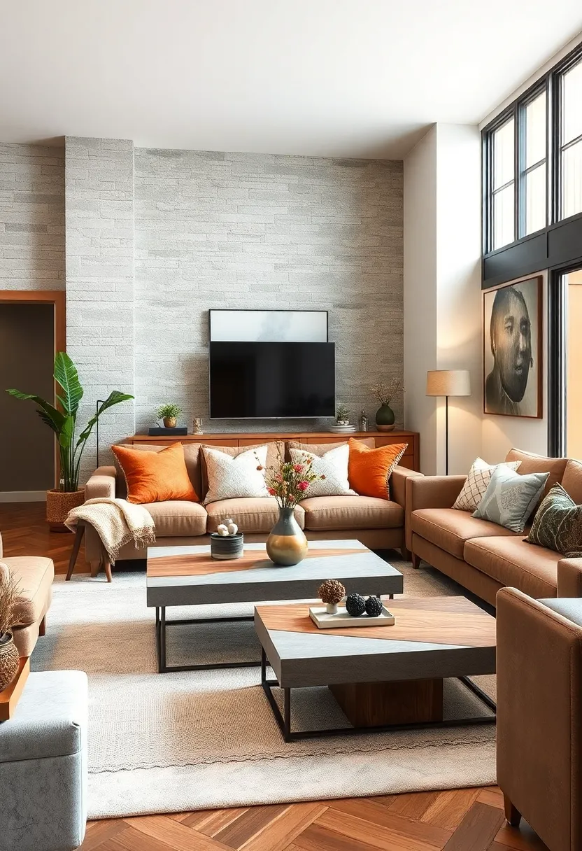 Blending Concrete and Wooden Coffee Tables for Intriguing Textural Juxtaposition