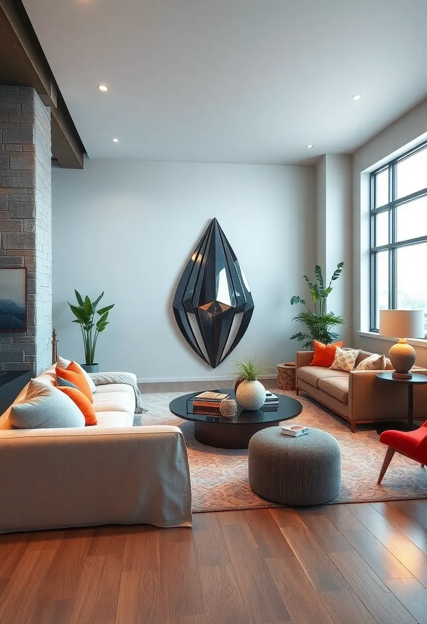Crafting a Focal Point with an‌ Oversized Geometric Metal Sculpture to​ Define‌ the Living Space