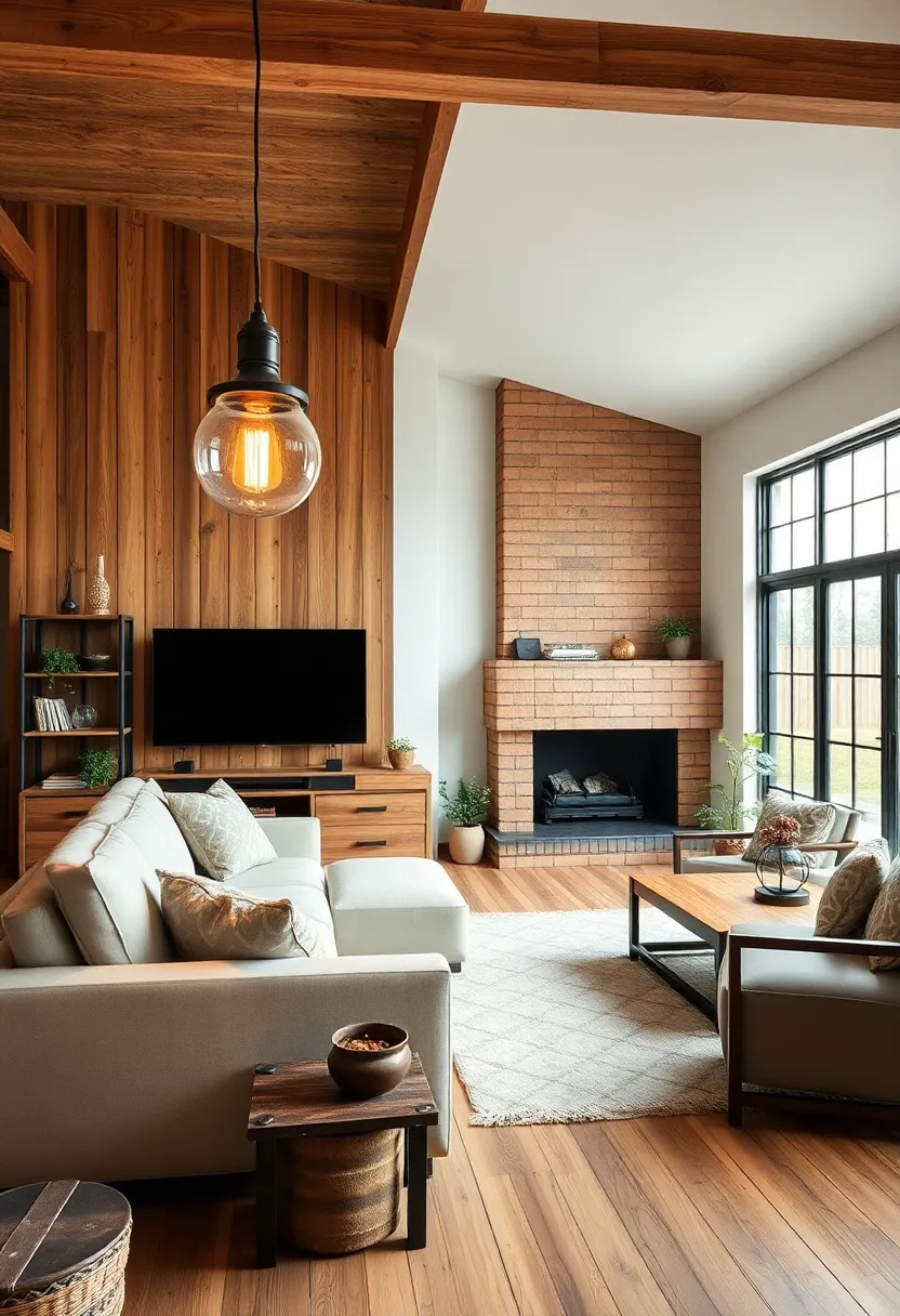 Utilize vintage metal light fixtures to illuminate your living room, adding an authentic industrial vibe