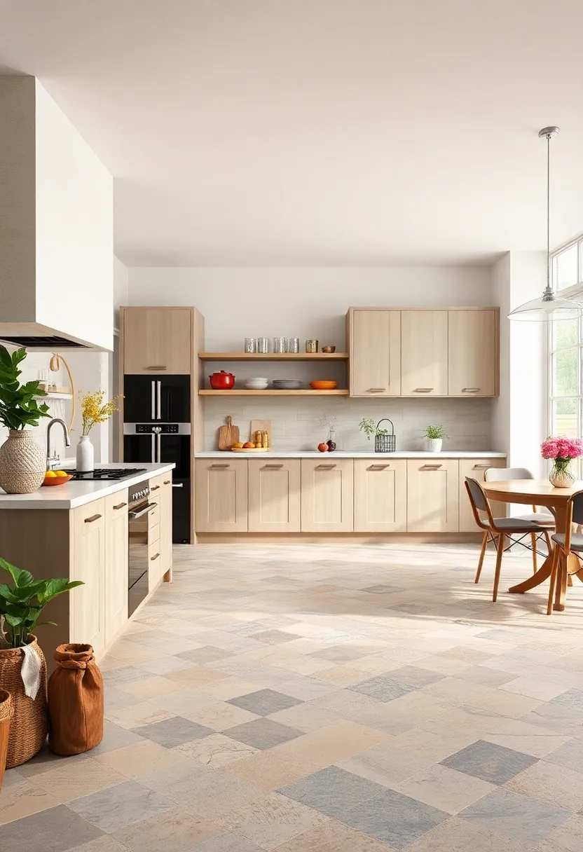 Pebble Stone Effect Vinyl Tiles – Organic and soft stone ⁤appearance perfect for a natural, earthy kitchen