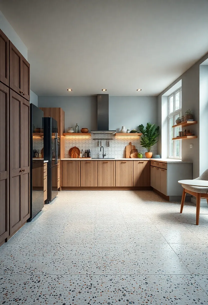 Terrazzo-Inspired Vinyl Tiles – Speckled⁣ design full of personality, offering a⁣ playful yet durable​ surface