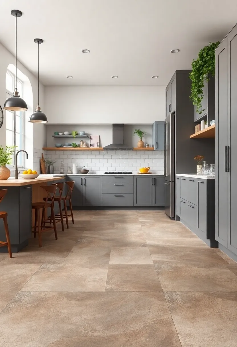 Textured ‍Concrete ‌Style Vinyl Tiles – ⁣Industrial-chic flooring option‌ that blends⁢ modernity with resilience