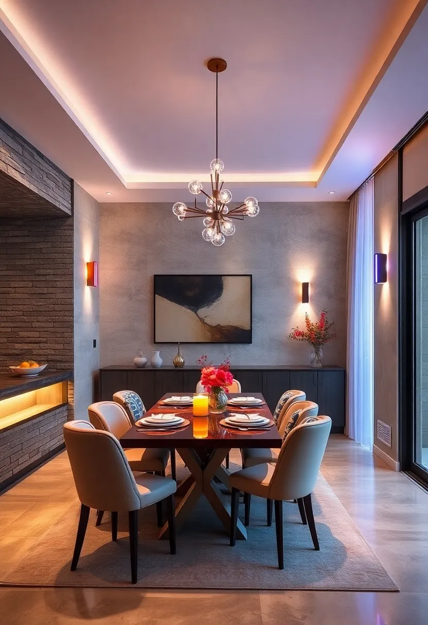 Add color-changing LED wall sconces to adapt the mood for ⁢different dining occasions