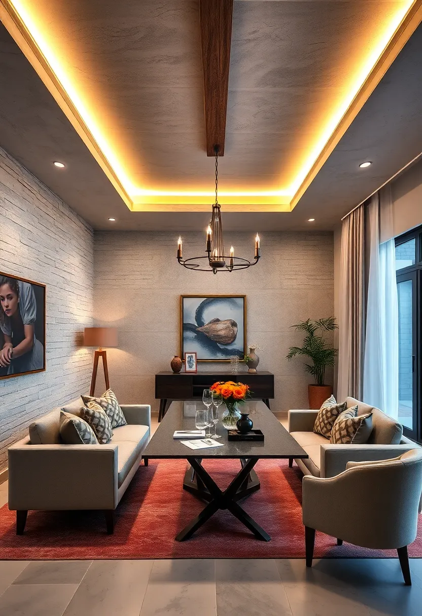 install LED light strips inside⁣ decorative ceiling beams for ‍a rustic yet modern twist