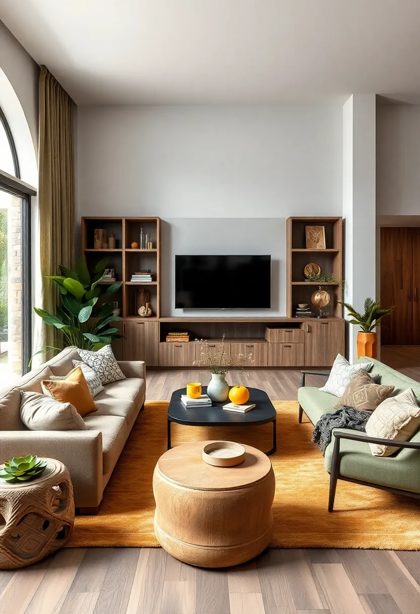 Combining Olive Greens⁣ And ​Muted mustard Elements to bring Nature Indoors