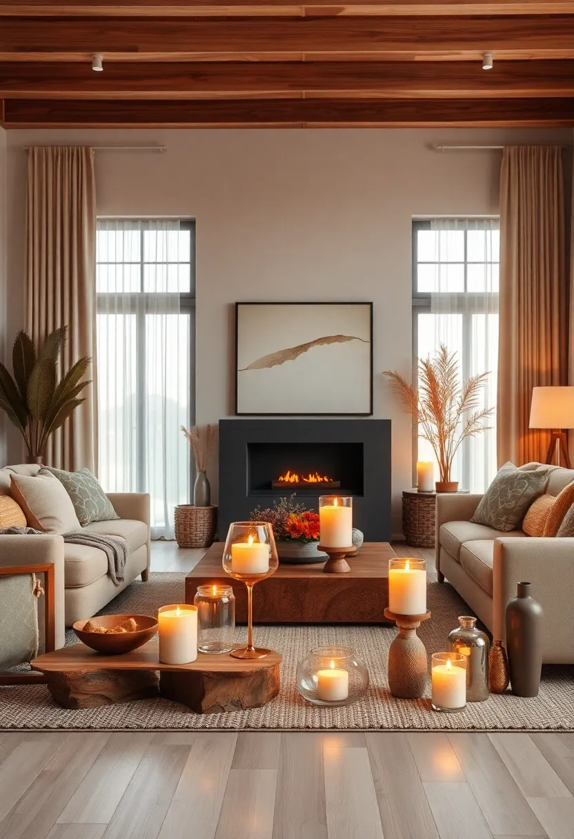 Warm ‌Earth Tone Candle Arrangements ⁢That ‍Cast Glowing Ambiance throughout The Space