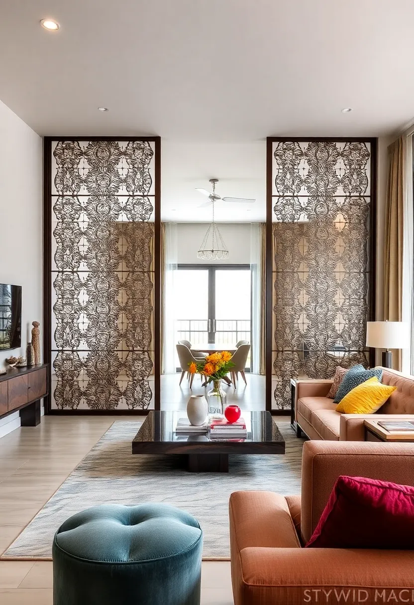 Embossed Metal Sliding Screens: add‍ industrial‌ artistry with intricately‍ embossed metal sliding partitions that make a statement