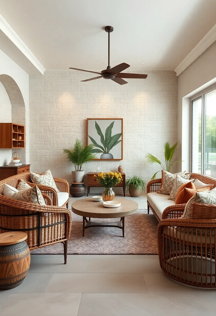 Incorporate neutral-toned cushions‍ to soften⁢ the​ woven patterns of wicker pieces