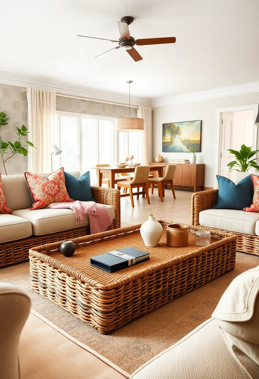 Invest ⁢in a round wicker side table‌ to complement angular furniture shapes