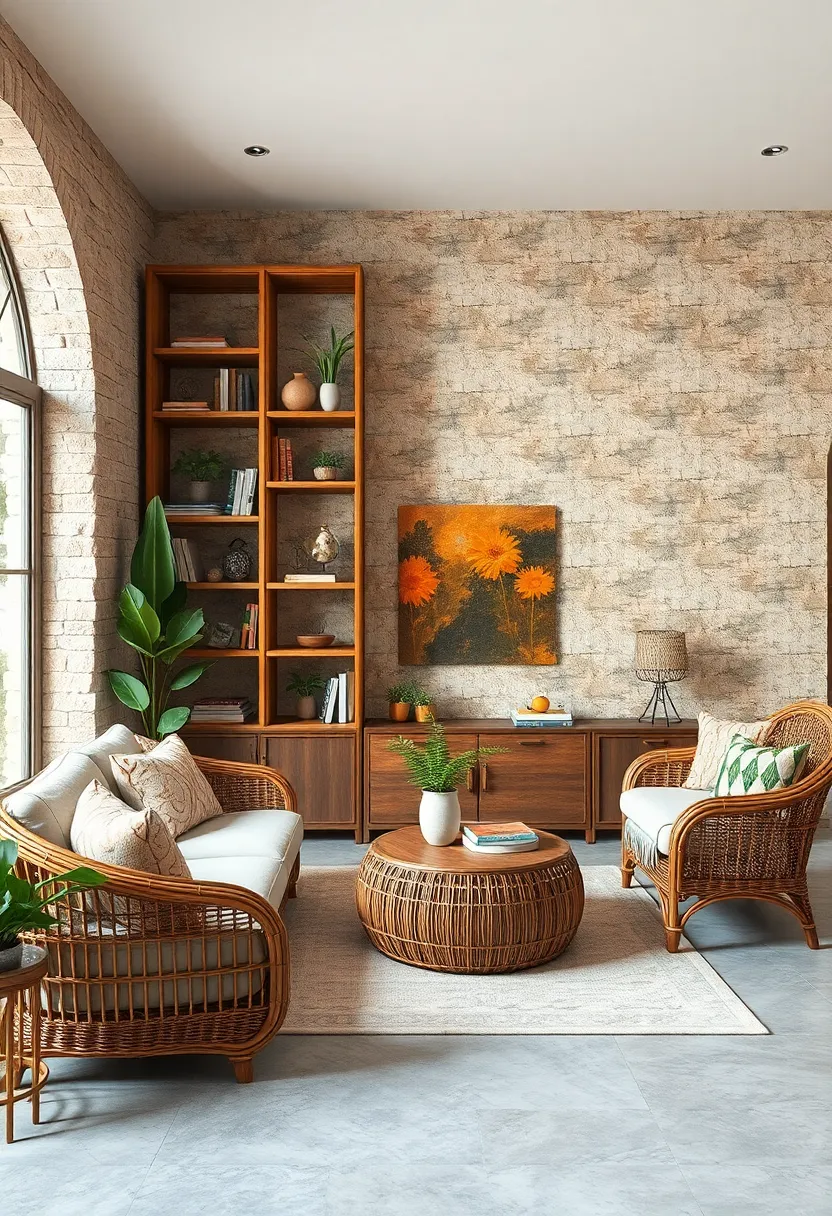 Mix wicker‌ furniture with industrial metal accents ⁢for‍ a modern rustic vibe