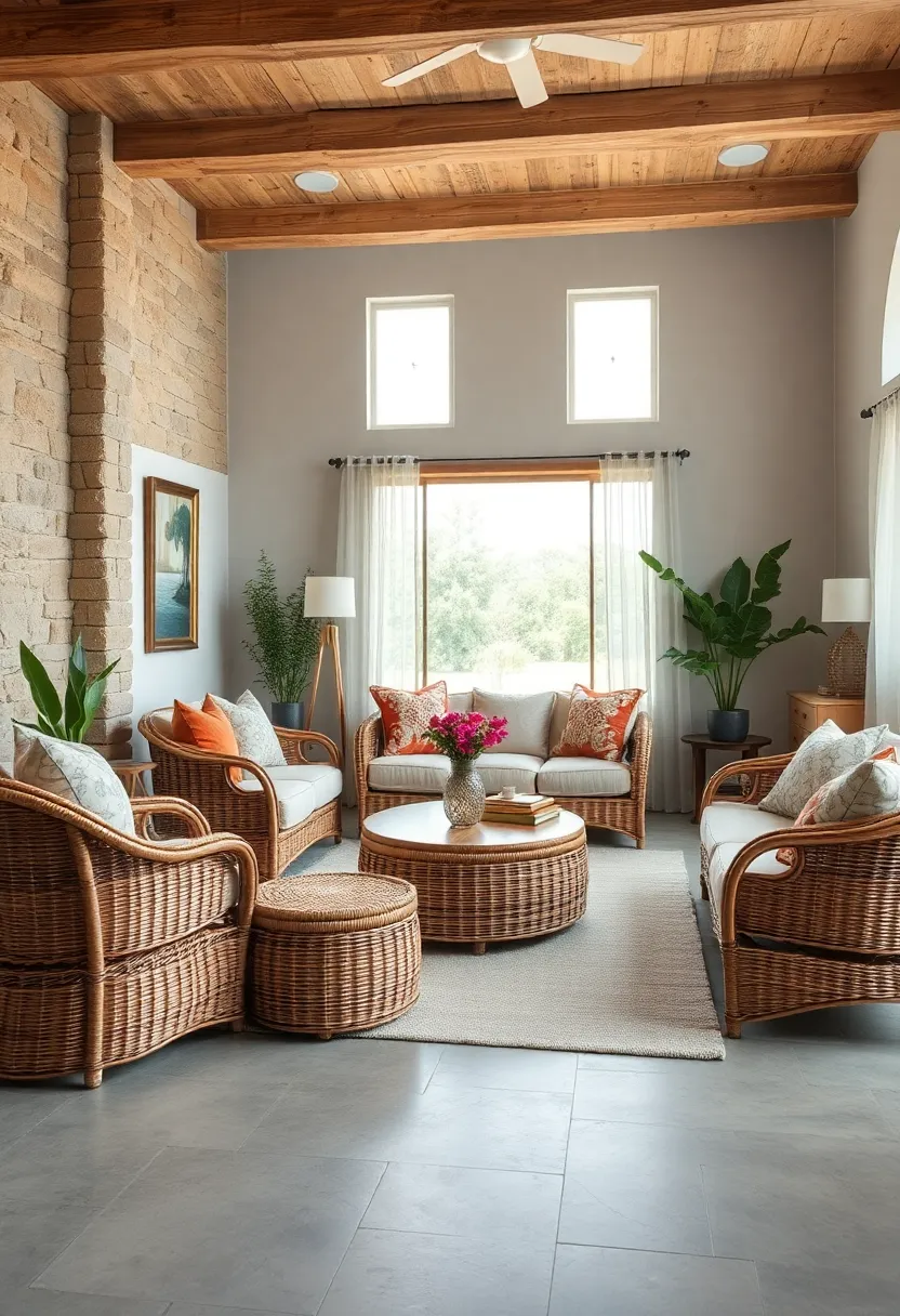 Arrange a cluster of small wicker stools for⁤ extra seating and a casual look