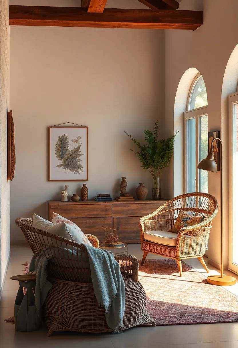Create a cozy reading ⁢nook using a wicker armchair and a vintage floor⁤ lamp