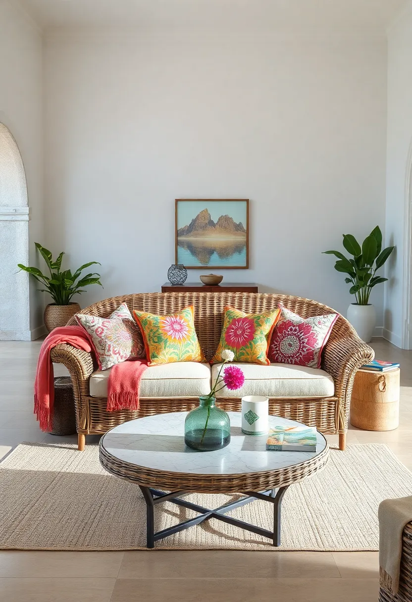 Style a wicker ‌loveseat with⁣ colorful patterned pillows for ‍a⁤ lively touch