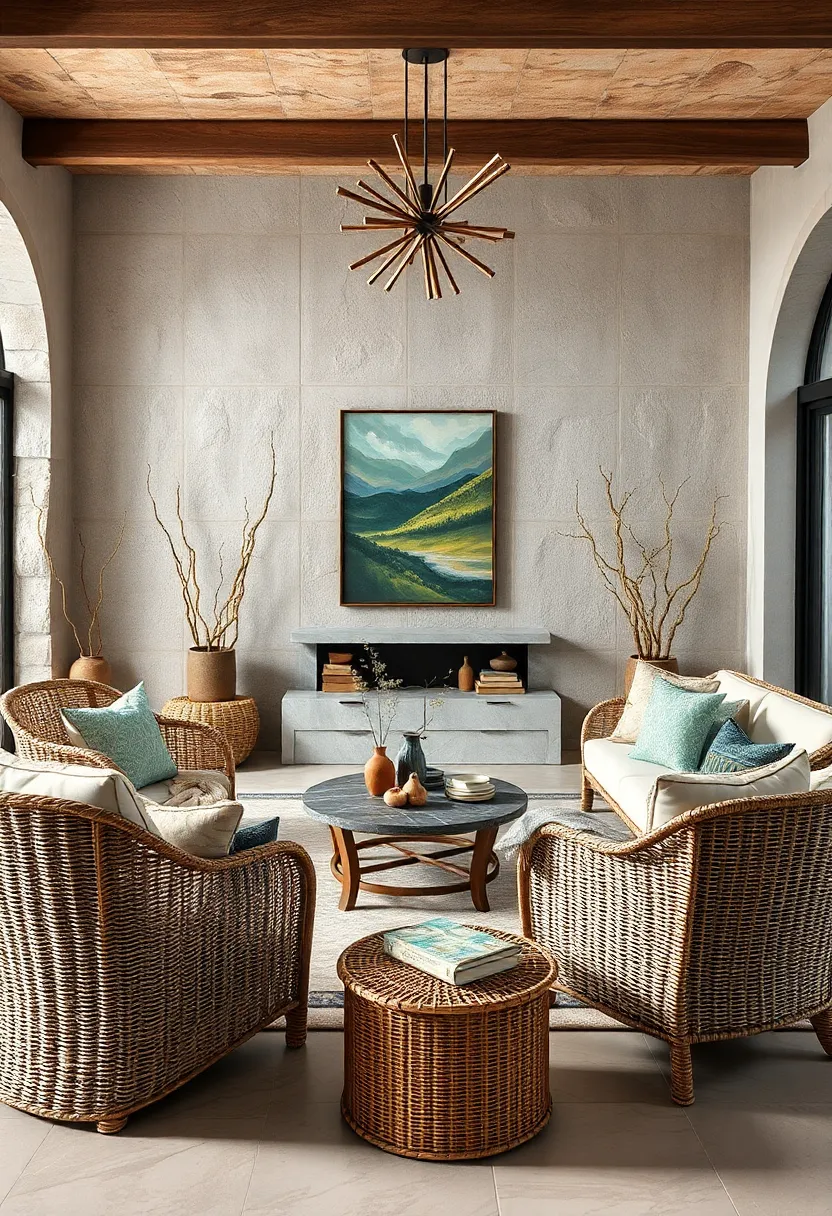 Incorporate driftwood or twisted branches as decorative accents alongside wicker ‍pieces