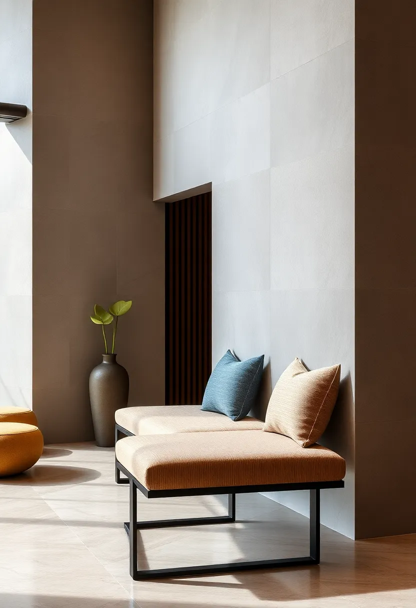 Bench ⁢with Mixed Material Construction – ​Combining wood, metal, and fabric, this hybrid bench ⁤blends textures for a balanced, luxe look