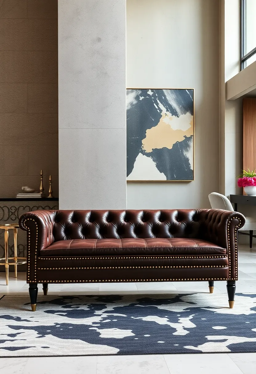 Leather Tufted Bench with Nailhead Trim – Classic and‍ sophisticated, the tufted leather⁢ and metallic nailhead details create a stately statement piece