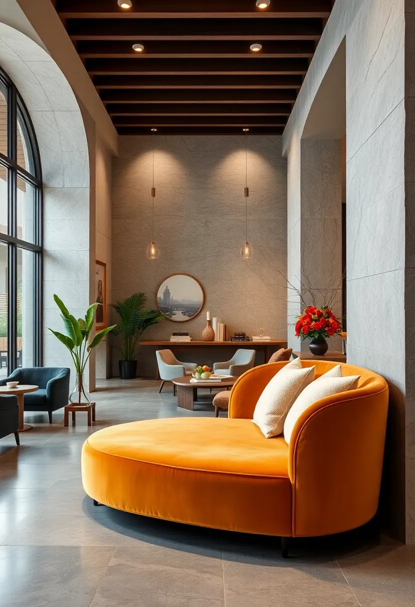 Velvet Bench with Curved Silhouette ⁤–⁤ A curvy, supple form wrapped in‍ luxurious velvet⁢ makes this‍ bench‍ an inviting focal point