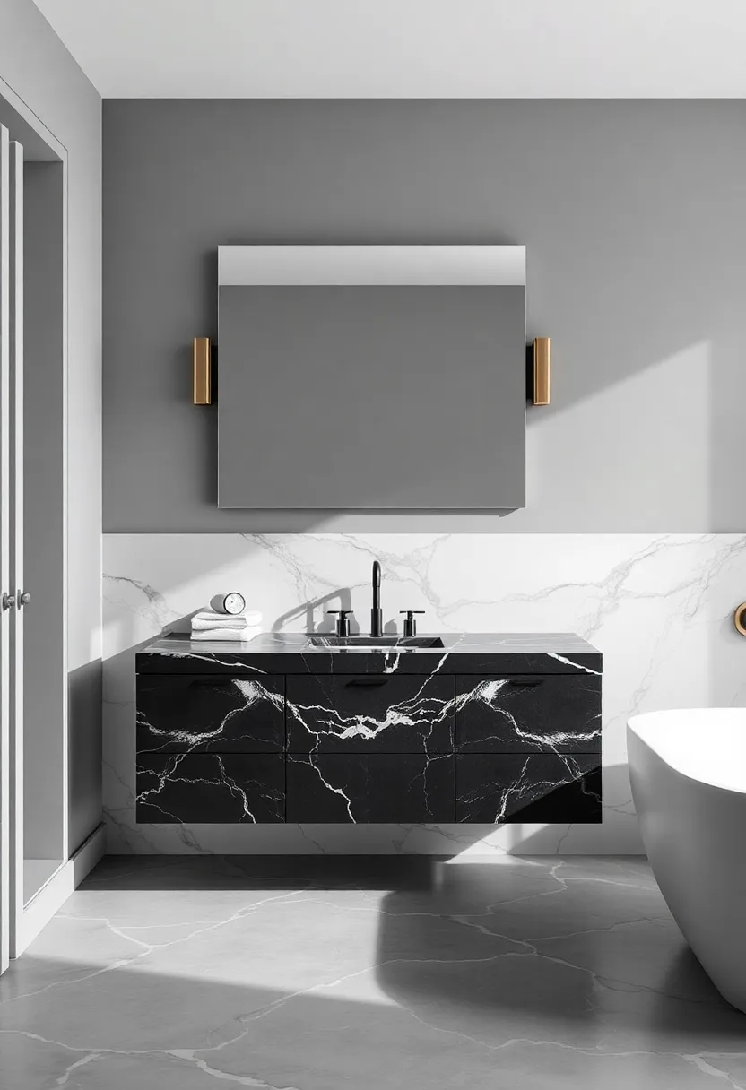Luxurious black Marble Vanity: Transform your bathroom into a spa-like retreat with a beautifully crafted marble vanity that combines functionality and luxury