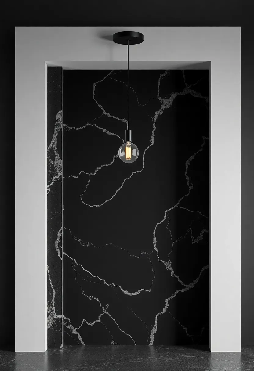 Captivating Black Marble Lighting Fixture: Illuminate your space with a statement light fixture that combines modern design with classic materials