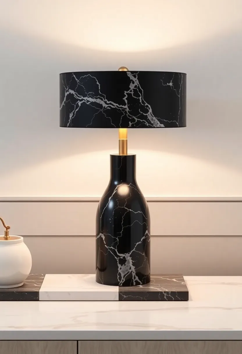 Artistic Black Marble Table Lamp: Infuse sophistication into your lighting with a lamp that beautifully combines form and function