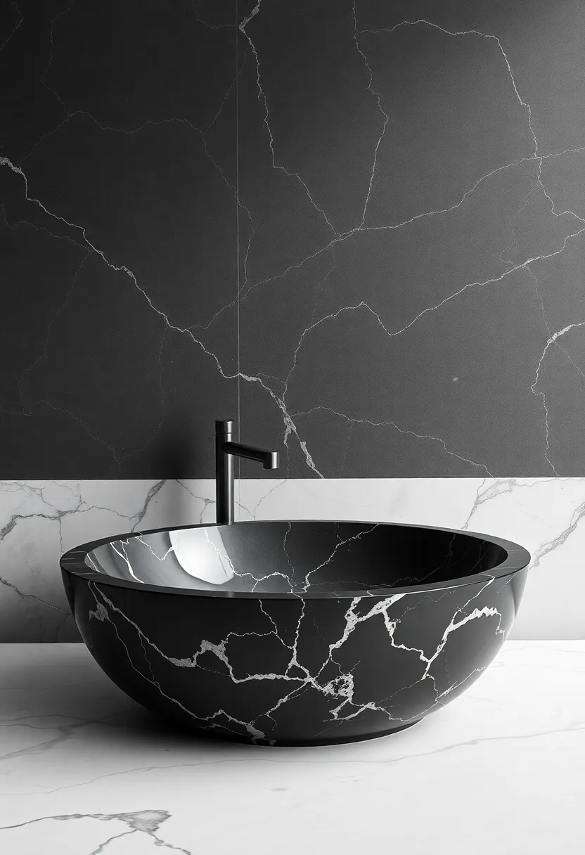 Unique Black Marble Sink: Make a daring statement in your bathroom or kitchen with a sculptural sink that redefines modern elegance