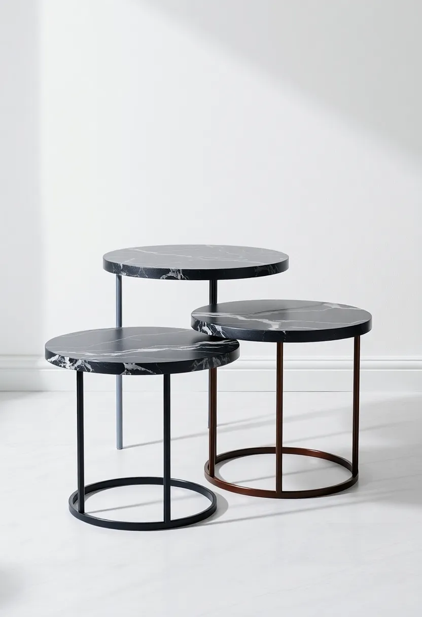 Versatile Black Marble Nesting Tables: Optimize your living space with nesting tables that offer flexibility without compromising on style