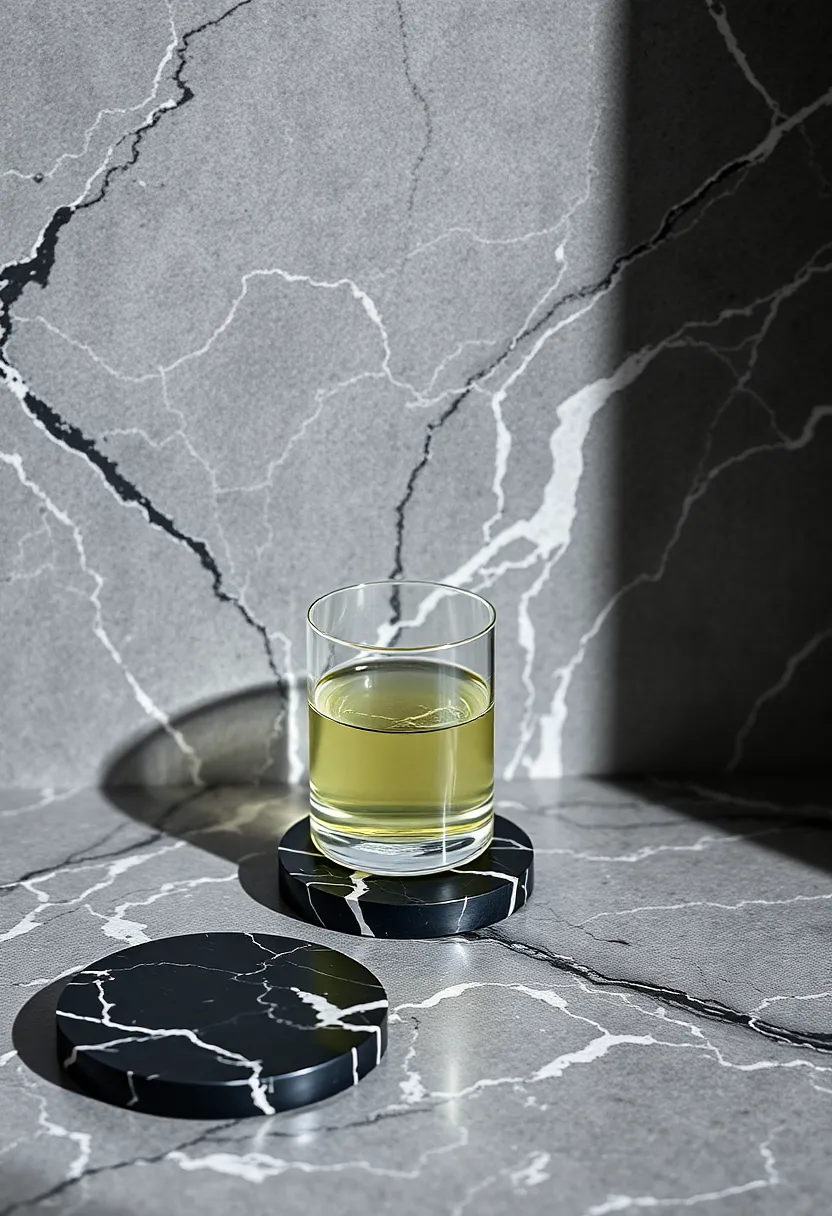 Lavish Black Marble Coasters: Protect your surfaces in style with coasters that add a touch of glamour to your living area or bar cart