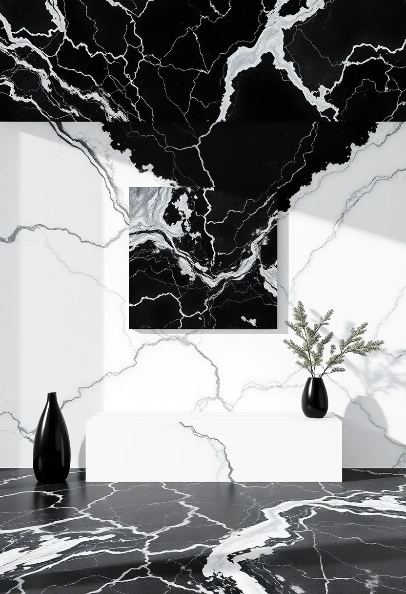 Stunning Black Marble Wall Art: Make a bold statement with custom wall art pieces that showcase the unique veining and beauty of black marble