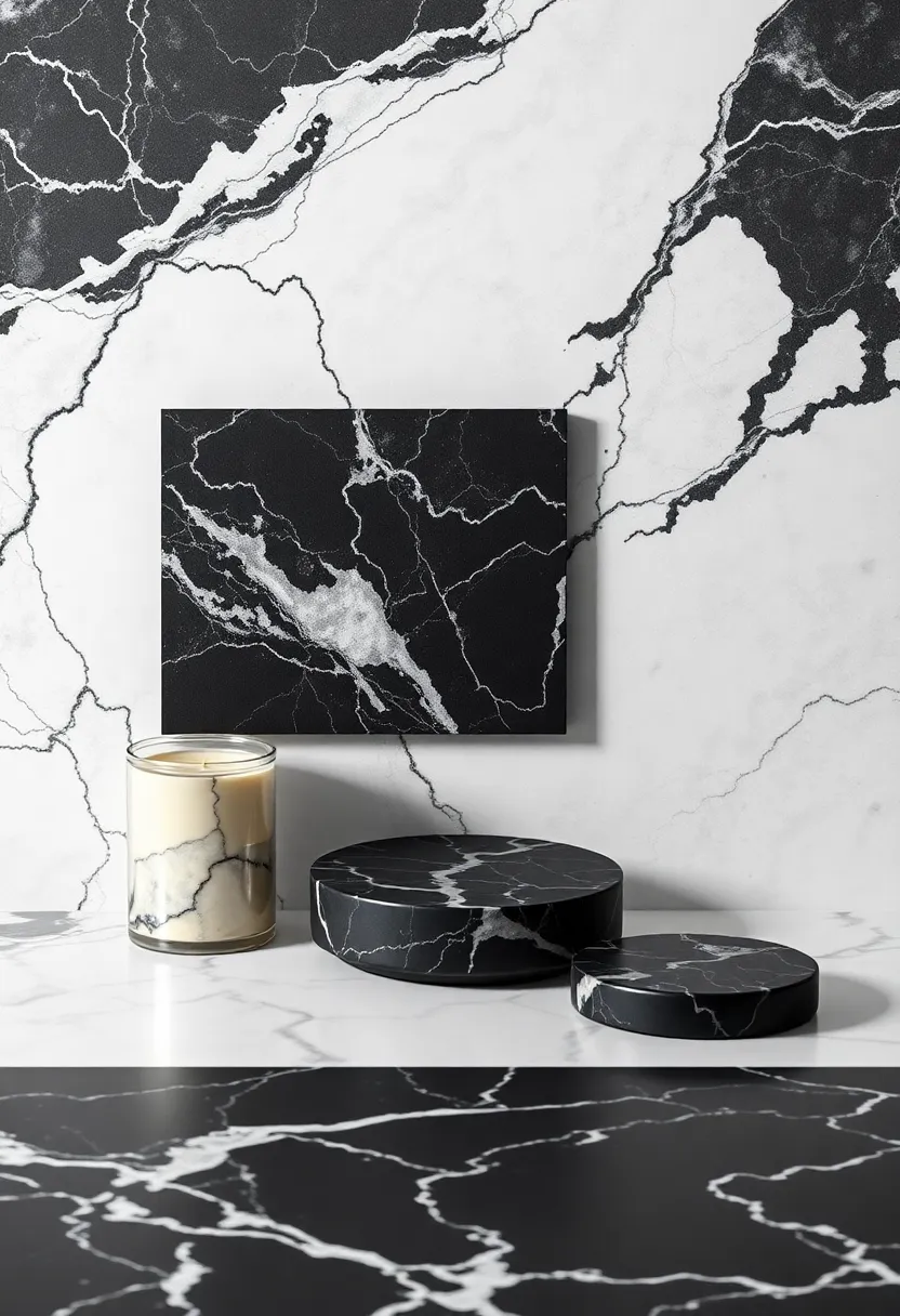 Dramatic Black Marble Clock: Add a touch of elegance to your wall with a striking marble clock that blends artistry with functionality