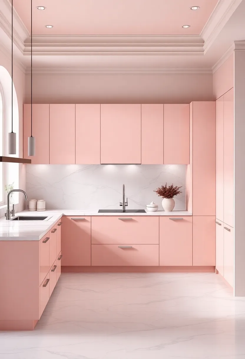 Culinary Elegance: Designing a Blush Pink Kitchen ⁤with Marble Accents