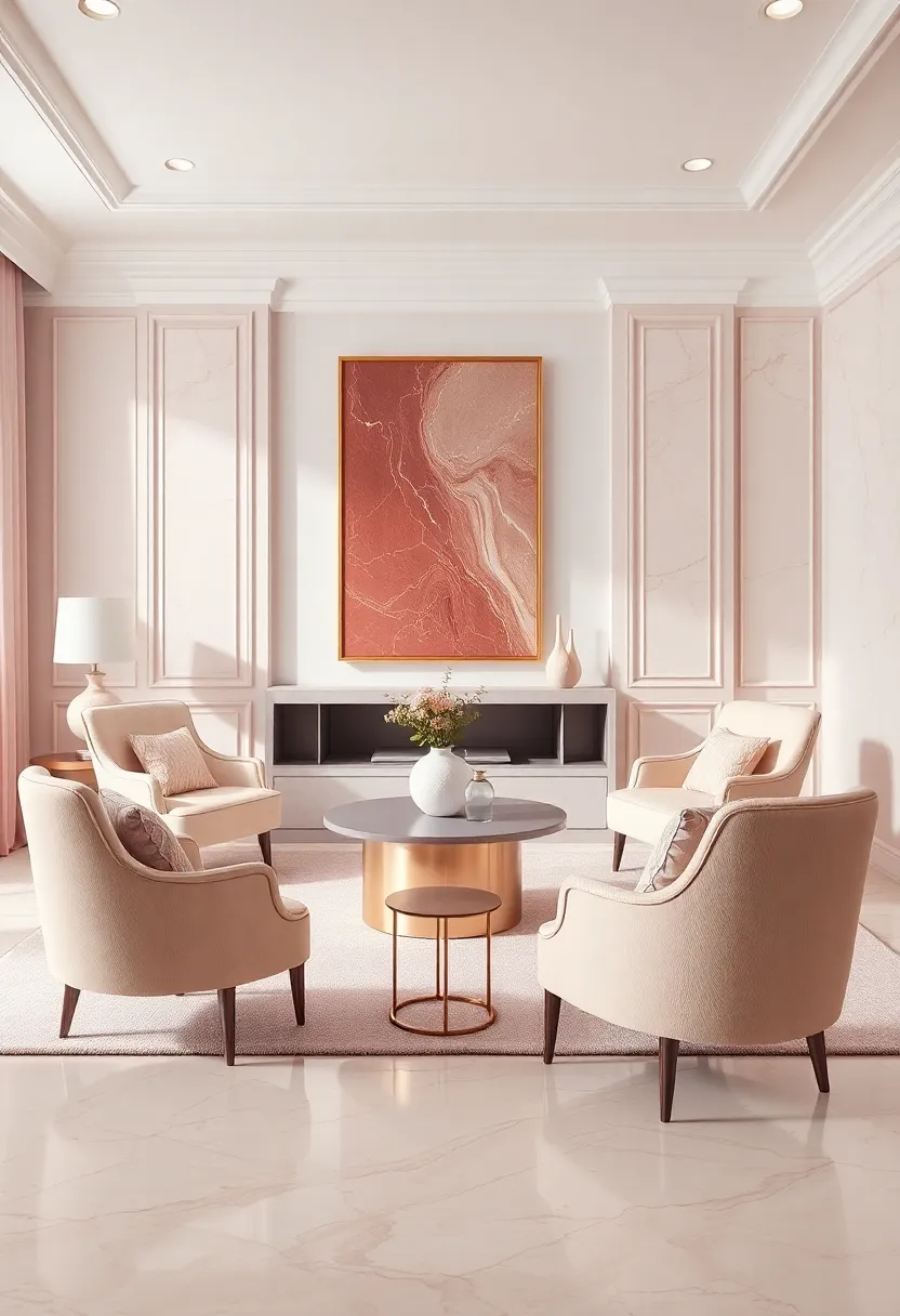 elegant Furniture Pairings: Blush ‍Pink‍ and Marble Masterpieces