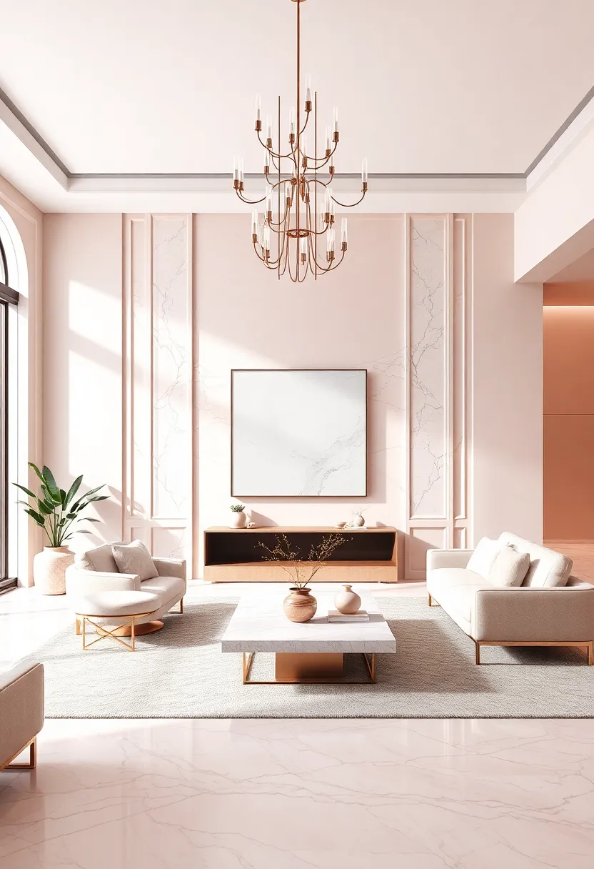 Setting the⁤ Scene: Blush Pink and Marble in‌ Living Room Design