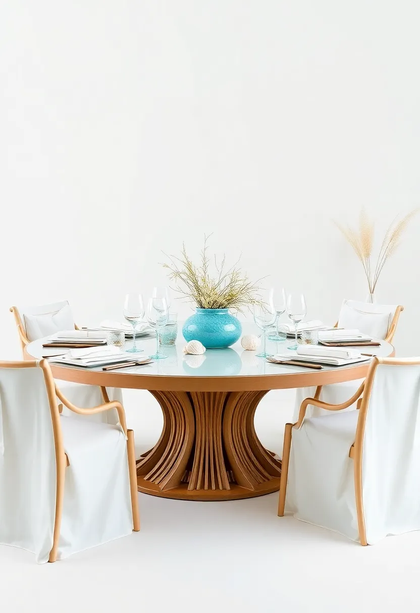 Coastal Escape: Use shades of turquoise and sandy neutrals with seashell accents and light linens to evoke a breezy seaside vibe perfect for summer gatherings